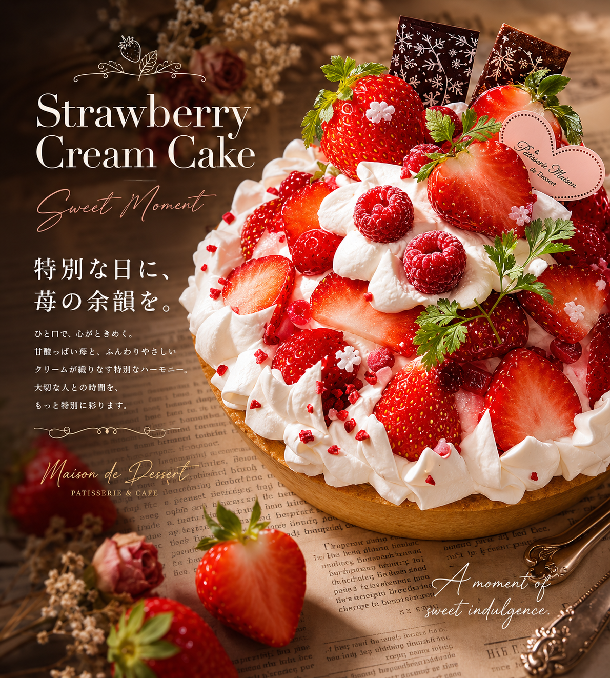 苺のクリームケーキ